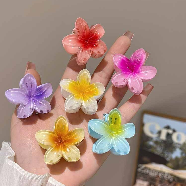 กิ๊บติดผมอะคริลิค ลายดอกไม้ ขนาดเล็ก 4 ซม. เหมาะกับเดินชายหาด แฟชั่นฤดูร้อน สําหรับผู้หญิง
