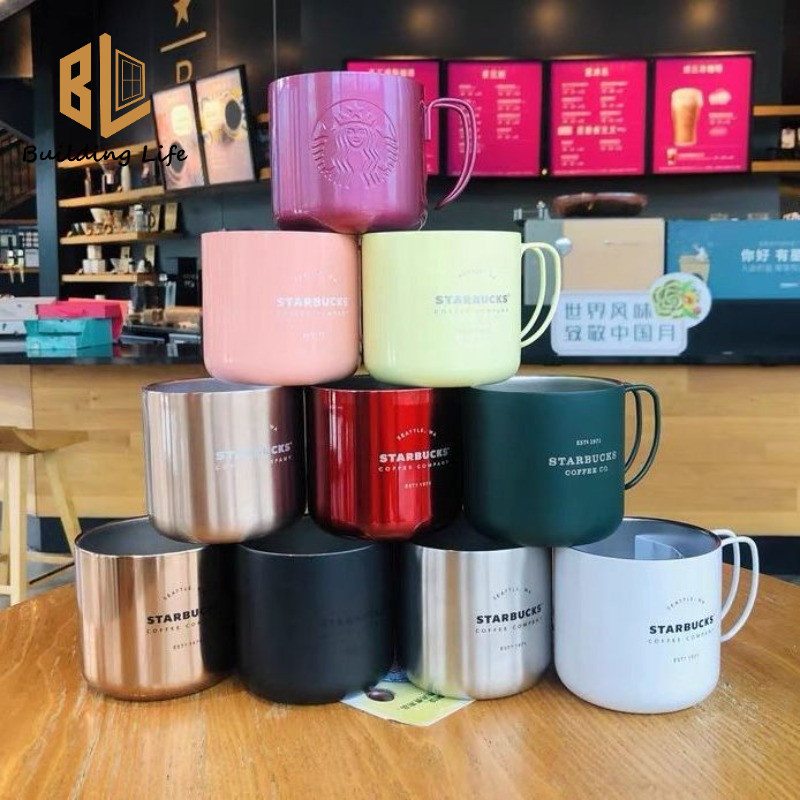 Starbucks แก้วน้ําสเตนเลสสองชั้น ป้องกันน้ําร้อนลวก หลากสี 355 มล.