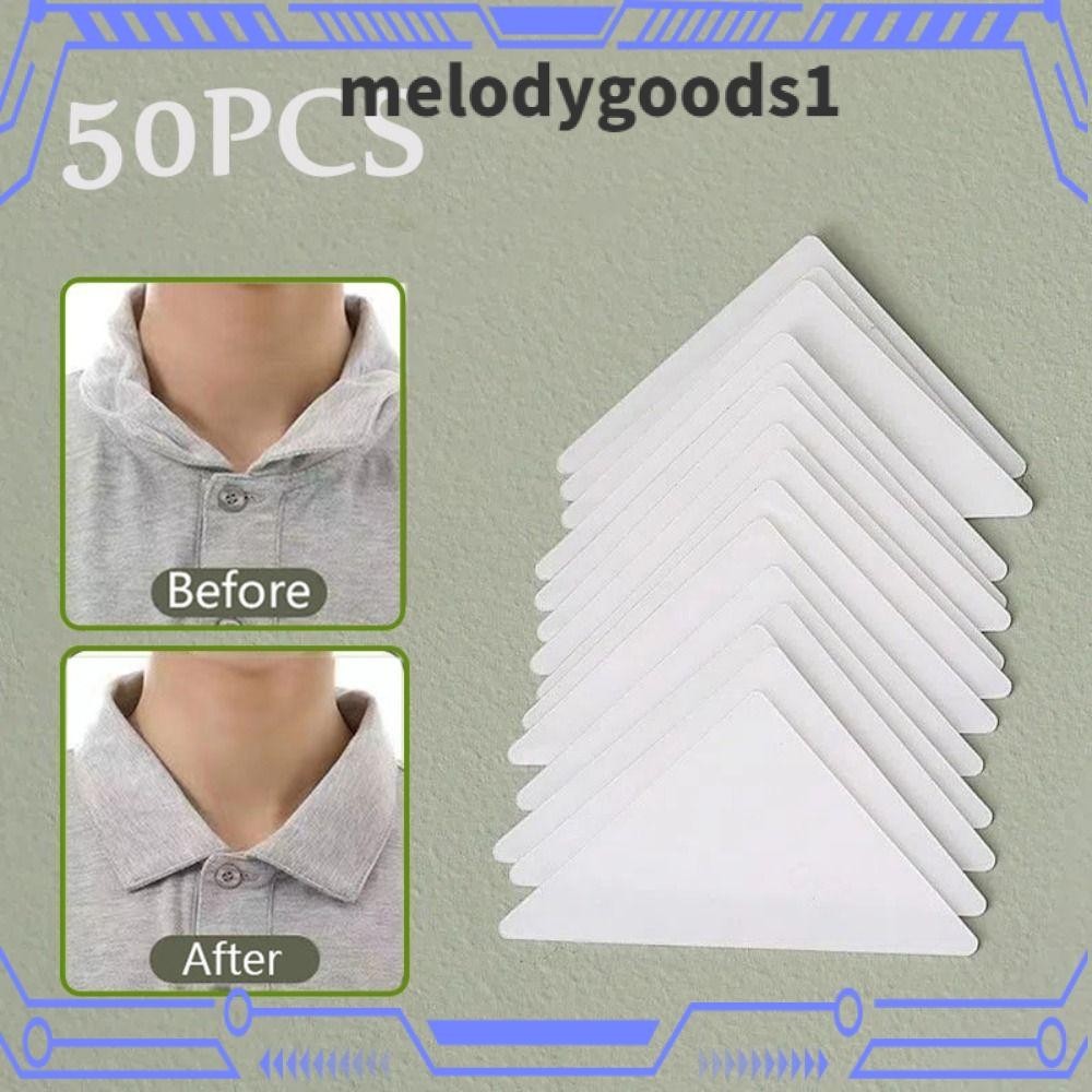 Melodygoods1 แผ่นรองคอเสื้อเชิ้ต PVC กันม้วน มีกาวในตัว สําหรับผู้ชาย และผู้หญิง 50 ชิ้น