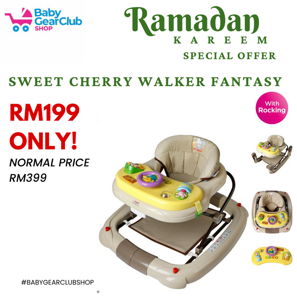 Sweet Cherry Baby Learning Walker พร้อมระบบโยกปรับความสูงได้พร้อมถาดของเล่นเพลง T10770 2-in-1 Fantas