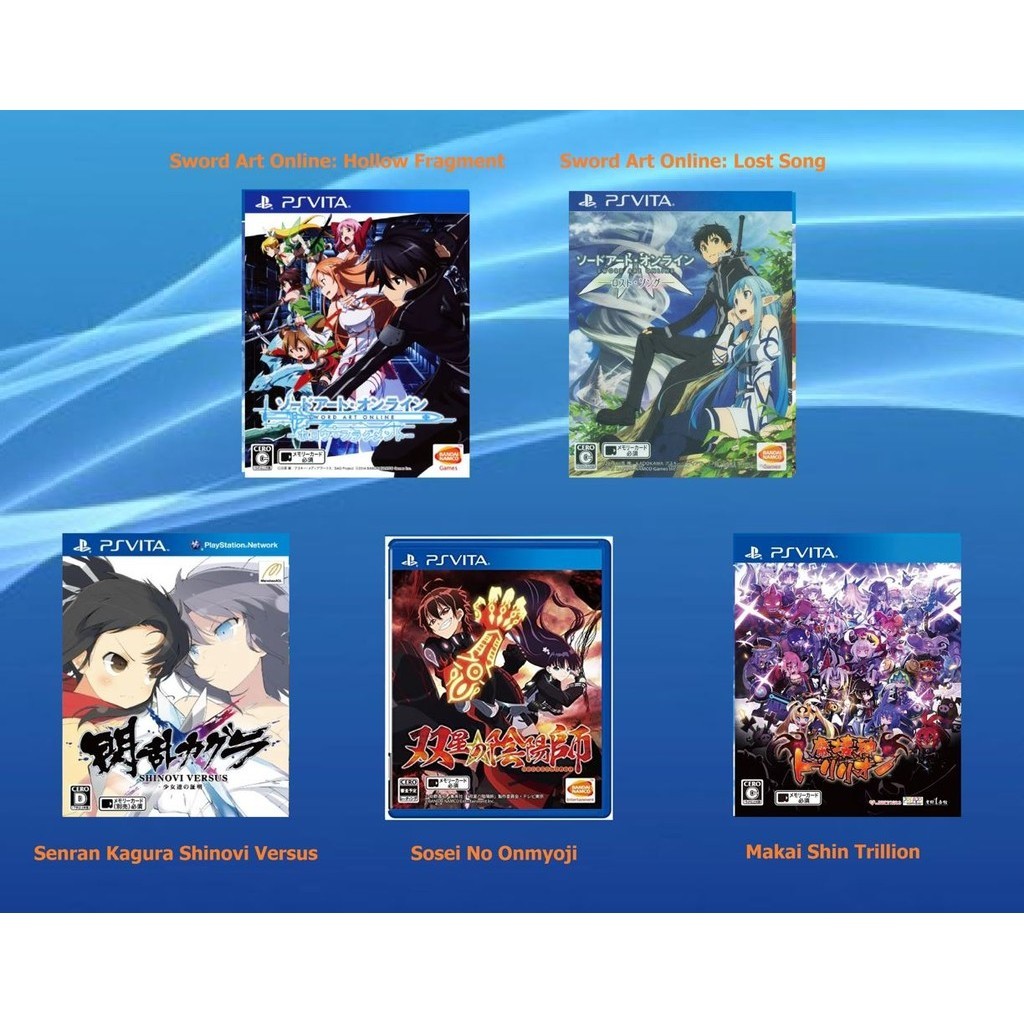 [มือ2] แผ่นแท้ Ps Vita เกม Series Sword Art Online | Series Senran Kagura | Sosei No Onmyoji | Makai Shin Trillion |