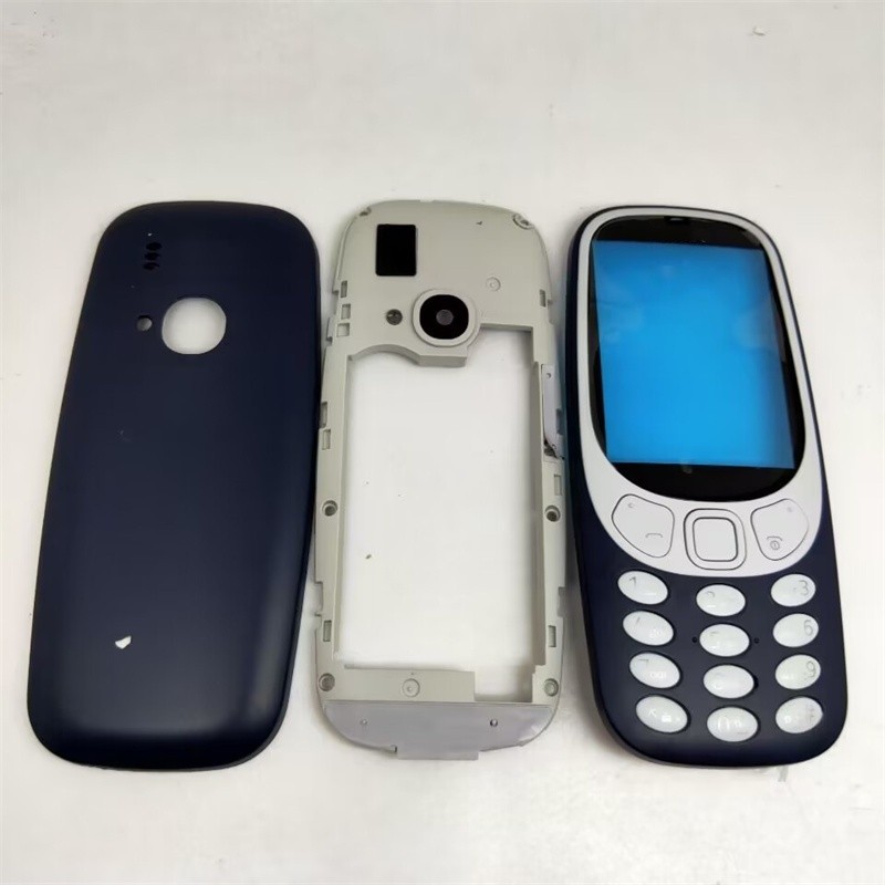 ใหม่สําหรับ โนเกีย 3310 (รุ่น2ก) เต็มที่อยู่อาศัยด้านหน้าปกกลาง+หลังแบตเตอรี่ประตูปก(หมายเหตุ:นั่นไม
