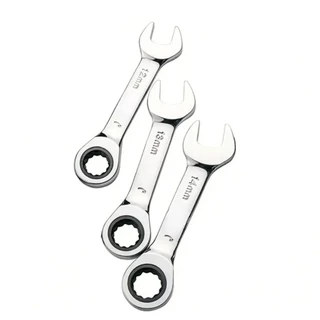 Kractige 6-19 มม.ด้ามสั้น Quick Ratchet ประแจ 72 ฟัน Multi-Functional แบบพกพาสั้น Dual-ใช้ Plum Blossom ประแจขนาดเล็กเครื่องมือ