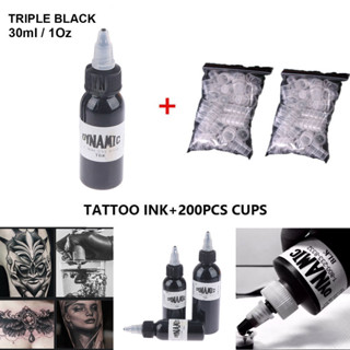 ชุดถ้วยหมึกสักถาวร แบบไดนามิก 30 มล. พร้อมถ้วยหมึก สีดํา