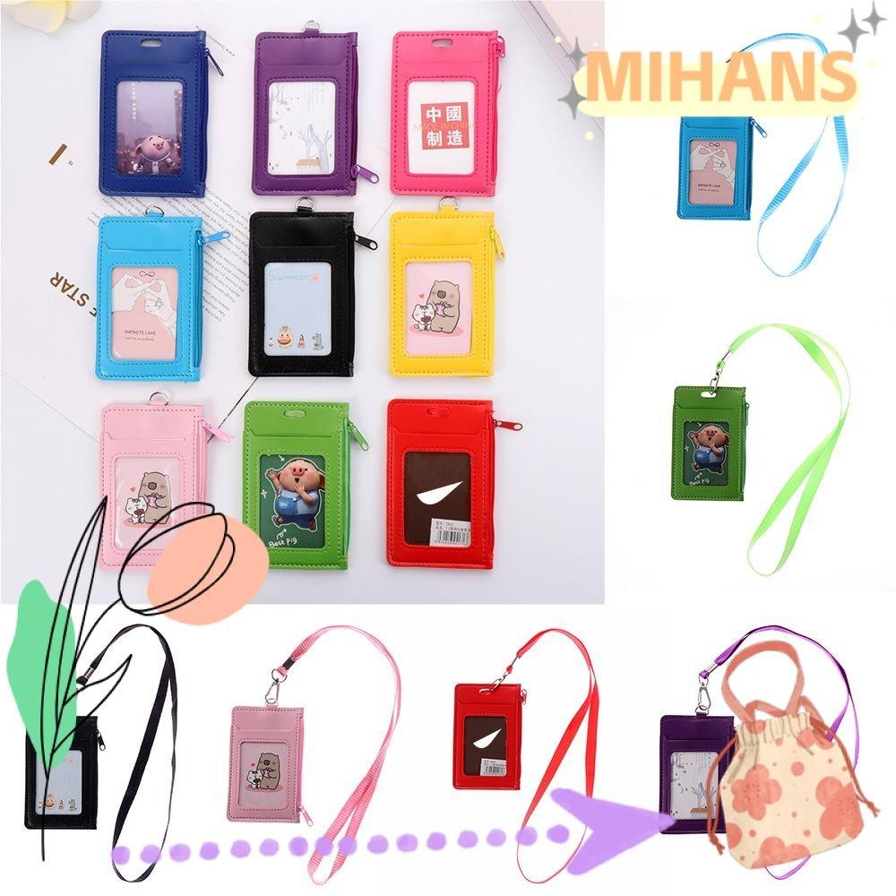 Mih กระเป๋าใส่บัตร พร้อมสายคล้อง มีซิป สําหรับโรงเรียน สํานักงาน