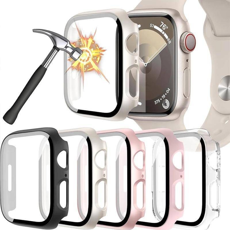 สําหรับ Apple Watch Series 9 8 7 41 มม. 45 มม. ฟิล์มกระจกนิรภัย แข็ง PC เคสสมาร์ทวอทช์ ป้องกันรอยขีดข่วน ป้องกันหน้าจอ สําหรับ Apple Watch Series 3 2 1 38 มม. 42 มม. 6 5 4 SE 40 มม. 44 มม.