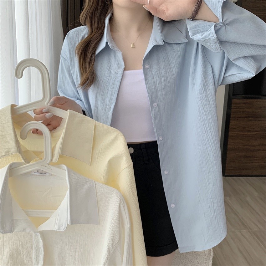 KOKO W233❤️เสื้อเชิ้ตแขนยาว สีขาว แฟชั่นฤดูใบไม้ผลิ สไตล์ฝรั่งเศส สําหรับผู้หญิง