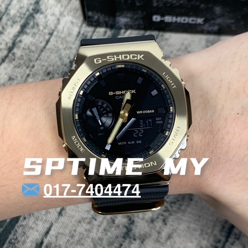 GM-2100G-1A9DR เหล็กกีฬานาฬิกากันน้ํา GM-2100 BLACK AND GOLD แฟชั่นเรซิ่นสายนาฬิกา p457