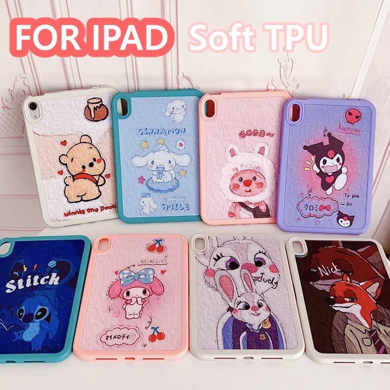เคส TPU นิ่ม แบบใส ลายการ์ตูน Stitch Melody Winnie Bear น่ารัก สําหรับ iPad Mini 4 5 6 Air 2 3 Pro 9.7 นิ้ว 10.2 นิ้ว 10.5 นิ้ว 10.9 นิ้ว 11 นิ้ว 12.9 5th 6th 7th 8th 9th 10th Gen 2022 21 20 18 ฝาหลัง
