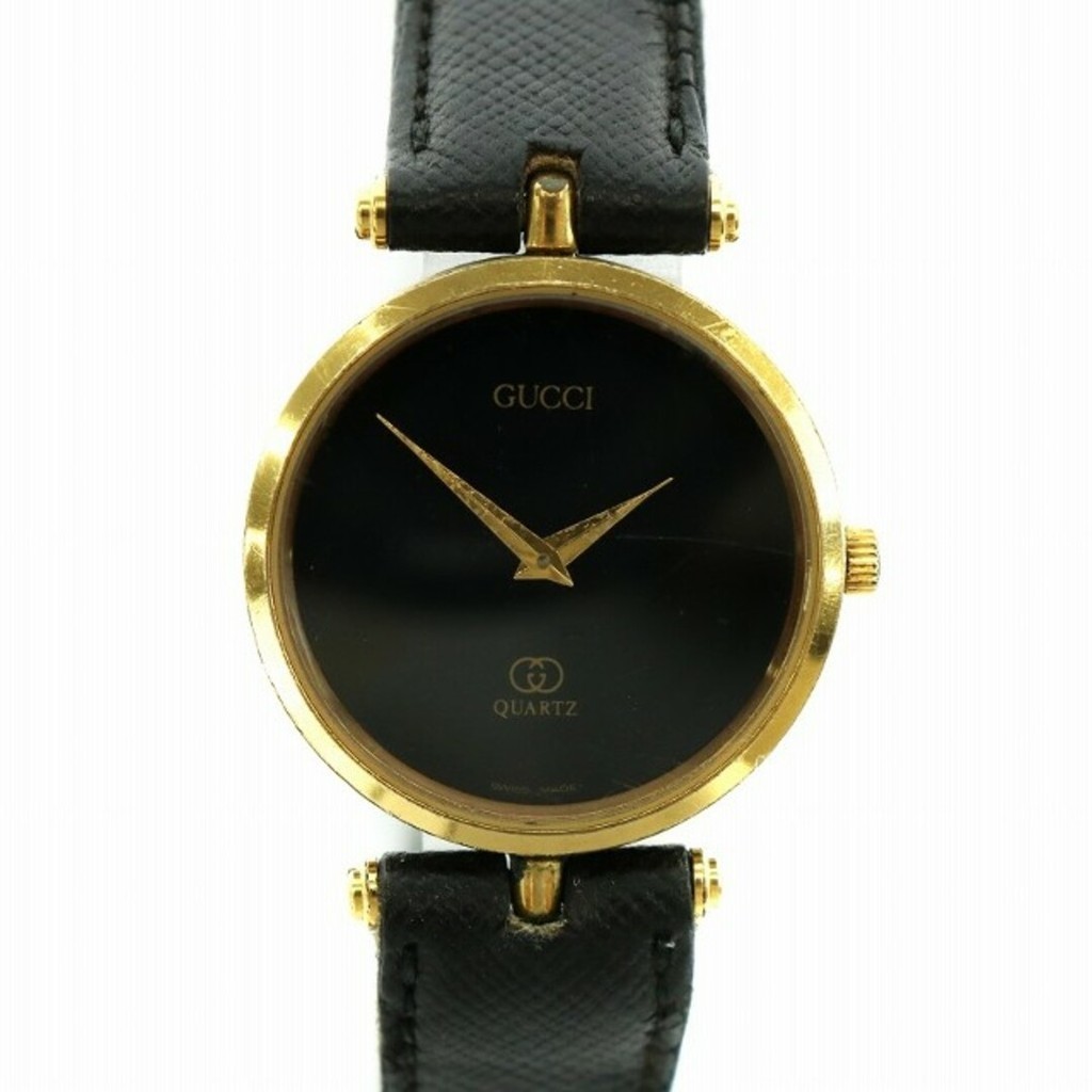 Gucci Watch Watch Quartz Leather Strap Sherry Line Logo Black Direct from Japan Secondhand