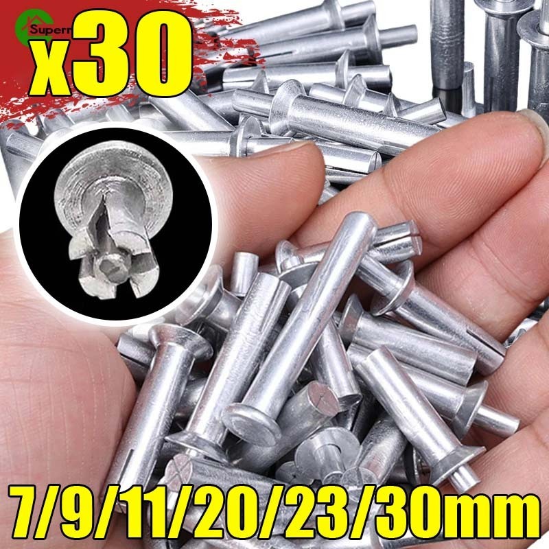 หมุดขยายค้อน สกรูหัวต๊าป อลูมิเนียม 7-30 มม. M5 M6.4 สําหรับเจาะผนัง เฟอร์นิเจอร์ ยิปซั่ม 30 ชิ้น
