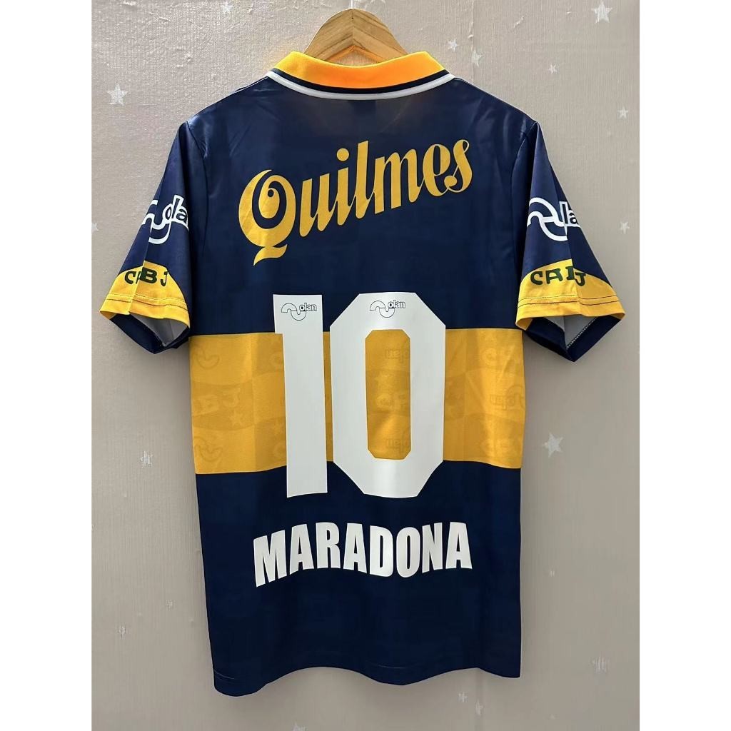 เสื้อกีฬาแขนสั้น ลายทีมชาติฟุตบอล Boca Juniors MARADONA 95-96 ชุดเหย้า คุณภาพสูง สไตล์เรโทร