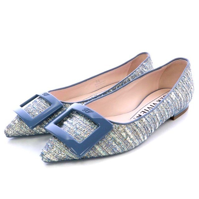 Roger Vivier 22SS Pumps Flat 34 Blue Silver Direct from Japan Secondhand