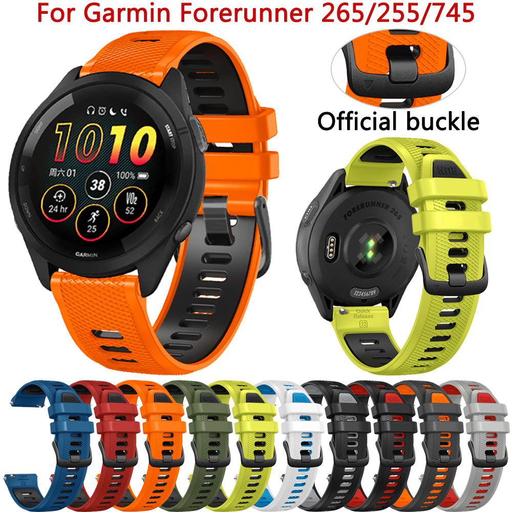 สายนาฬิกาข้อมือซิลิโคน 22 มม. สําหรับ Garmin Forerunner 265 745 255 Music Watchband Bracelet Vivoactive 4 Venu 2 3