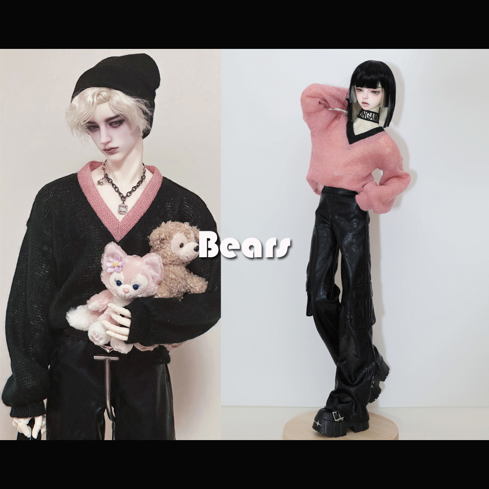 1/3 1/4BJD เสื้อผ้าเด็ก A488 การจับคู่สี V คอ Mohair เสื้อกันหนาว 2 สี 1/4 & 1/3 & ลุง ID75