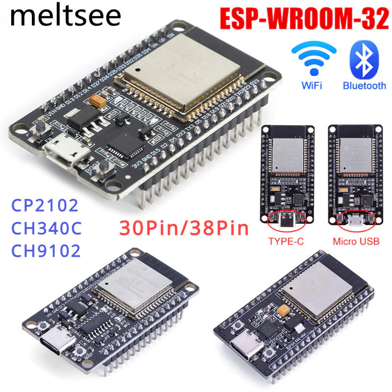บอร์ดไมโครคอนโทรลเลอร์ ESP32 Esp-32 Esp-32S TYPE-C USB MICRO USB CP2102 CH9102X CH340C WiFi และบลูทูธ พลังงานต่ํา ESP-WROOM-32