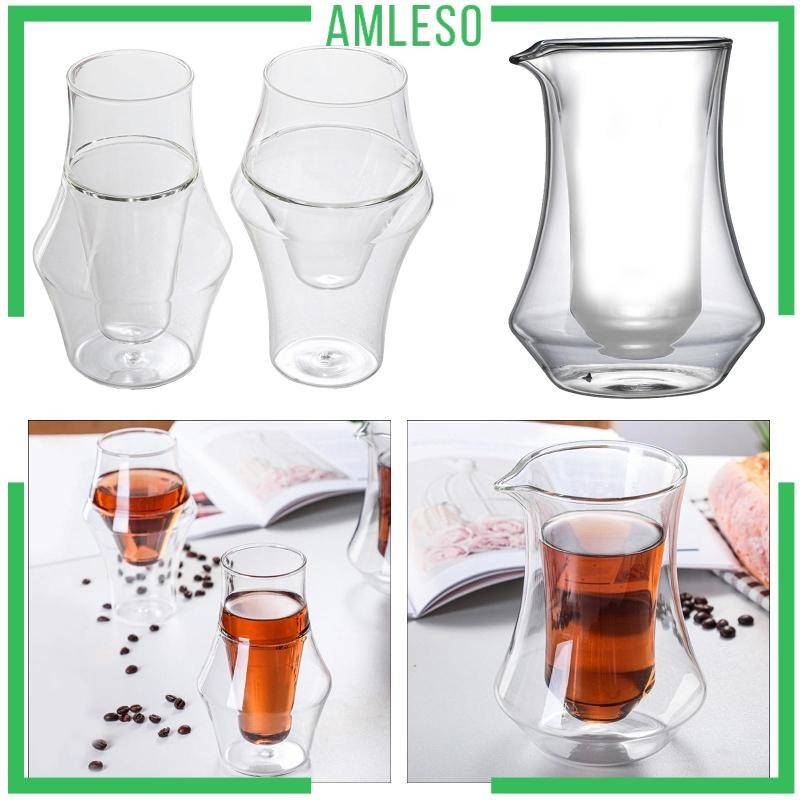 [Amleso] แก้วกาแฟเอสเปรสโซ่ ทนความร้อน แบบสองชั้น สําหรับชงชา เอสเปรสโซ่