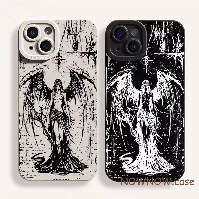 สําหรับ IPhone 16 15 14 13 12 11 Pro Max X XR XS Max 7 8 Plus Cool Dark Angel Wings คู่เคสโทรศัพท์ปกอ่อน
