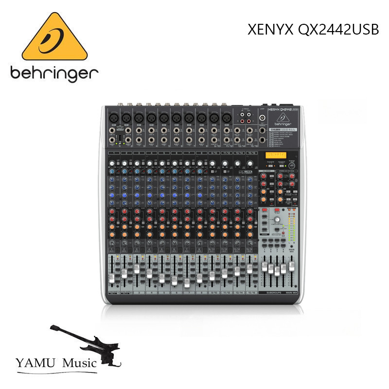 Behringer XENYX QX2442USB Premium 24-Input 4/2-Bus Mixer พร้อม XENYX Mic ปรีแอมป์และคอมเพรสเซอร์, โป