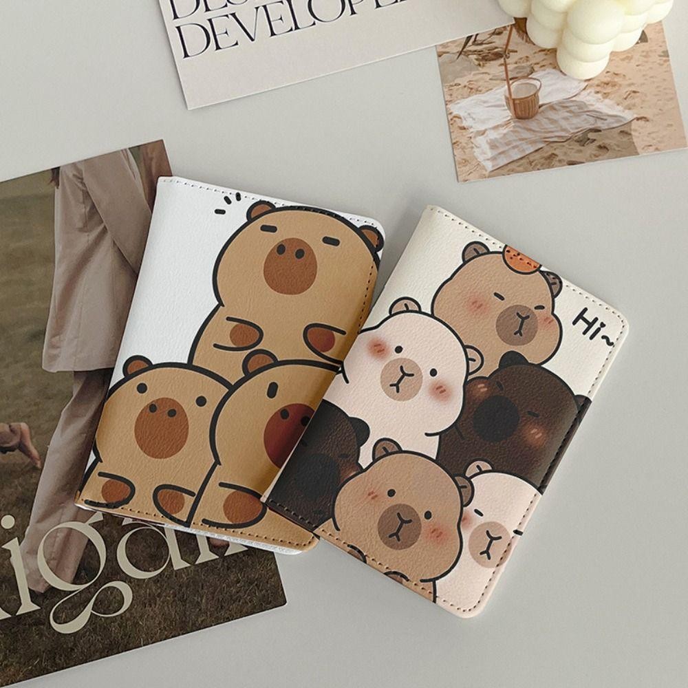 Bubble Passport Bag, Multi-function Ultra-thin Capybara Passport Holder, Portable Cartoon PU Leather Credit Card Wallet Travel Accessories