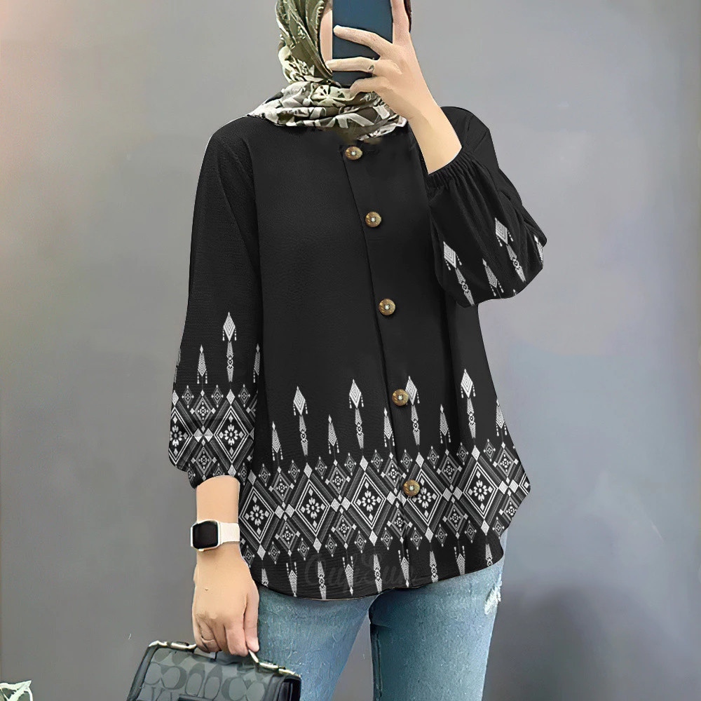 2025 Baju Deepavali ชาติพันธุ์ Vintage เสื้อมุสลิมพร้อมปุ่มราคาถูก Diwali เสื้อแขนยาวผู้หญิงดอกไม้เส