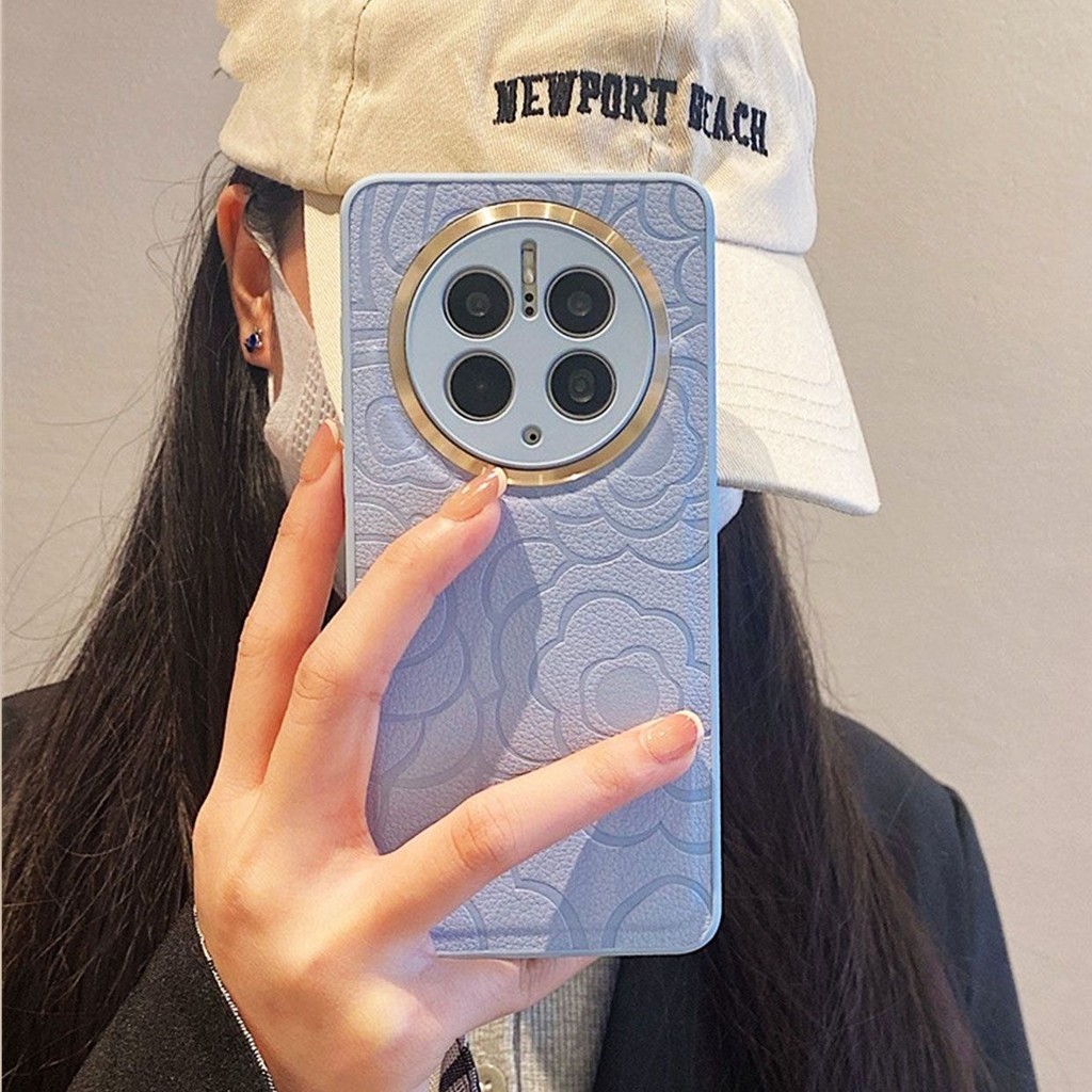 Camellia Lambskin Huawei mate60pro เคสโทรศัพท์ 50e หนังระดับไฮเอนด์ 40epro เคสป้องกัน m30por