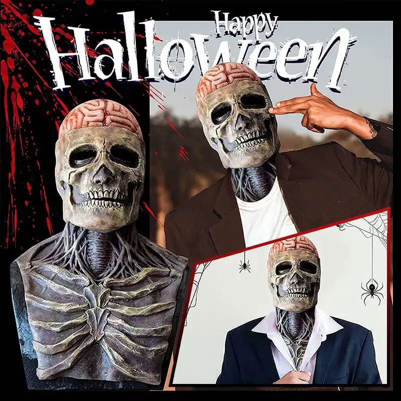 Halloween Promotion Scary Mask Skull Mask Adult Entire Head Realistic Latex Helmet Scary Skeleton Gh
