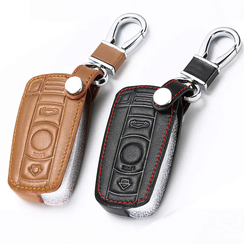 Leather Car Key Cases Key Holder KeyChain Cover for BMW E90 E60 E70 E87 3 5 6 Series M3 M5 X1 X5 X6 