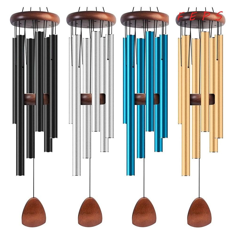 Feps หลอดโลหะ Windchime, อลูมิเนียม 6 แท่งอลูมิเนียม Wind Chimes, Zen บรรยากาศ 37 นิ้วกระดิ่งลมขนาดใหญ่กลางแจ้ง