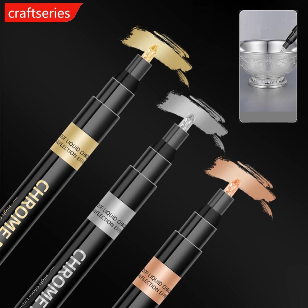 Craftseries กระจก Marker ปากกา DIY สีสะท้อนแสงปากกากระจก Markers Chrome Gold Silver Paint Marker ลาย