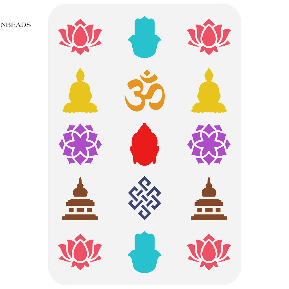 แผ่นแม่แบบฉลุลายพระพุทธรูป พลาสติก ใช้ซ้ําได้ 21x29.7 ซม. สําหรับตกแต่งสมุดภาพ เฟอร์นิเจอร์ ผนัง 1 ชิ้น