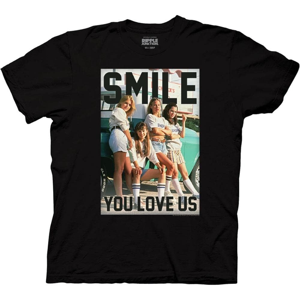 เสื้อยืด เสื้อยืดคอกลม ผ้าฝ้าย พิมพ์ลาย Ripple Junction Dazed and Confused Smile You Love Us สีดํา ส