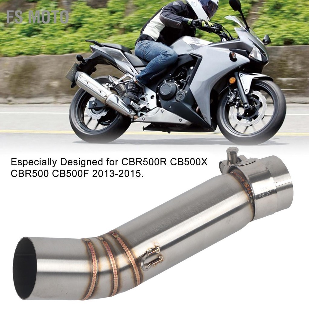 FS Moto เชื่อมต่อท่อไอเสียรถจักรยานยนต์ท่อกลางสำหรับ CBR500R CB500X CBR500 CB500F