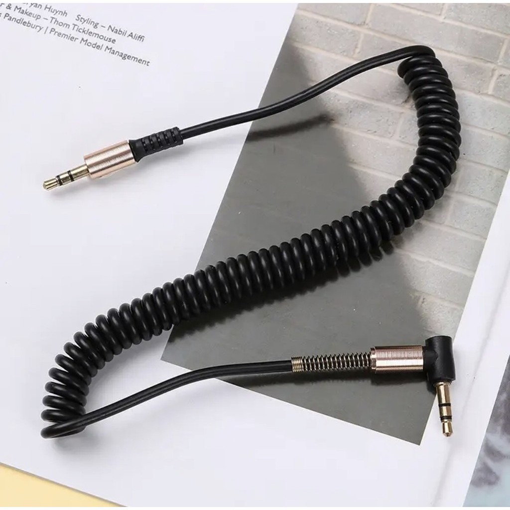 ส่งไว ประกัน1ปีเต็ม! สายเสียง สายสปริง AUX audio หัวต่อตัว L 2 ขีด 3.5 mm stereo สปริง หัวL