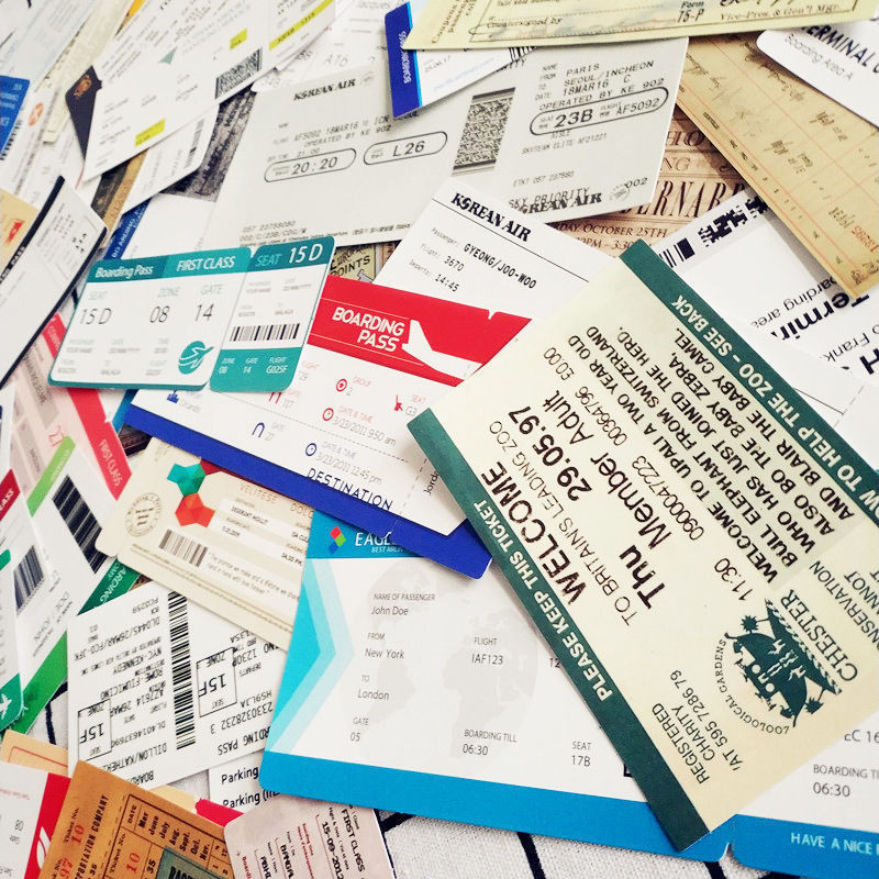 ✨พร้อมส่ง✨BIG size ป้ายสังกะสี วินเทจ retro ตั๋วเครื่องบิน POSTAGE ภูเขาฟุจิ Ticket sticker  55PCS