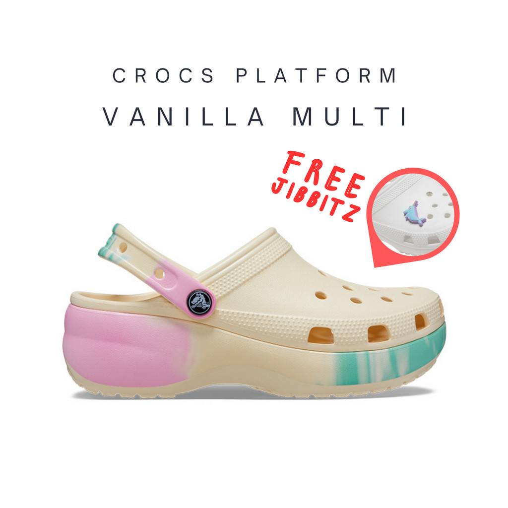 [พร้อมส่ง] Crocs Classic Platform Ombre Clog/Vanilla/Multi 208278-1FR