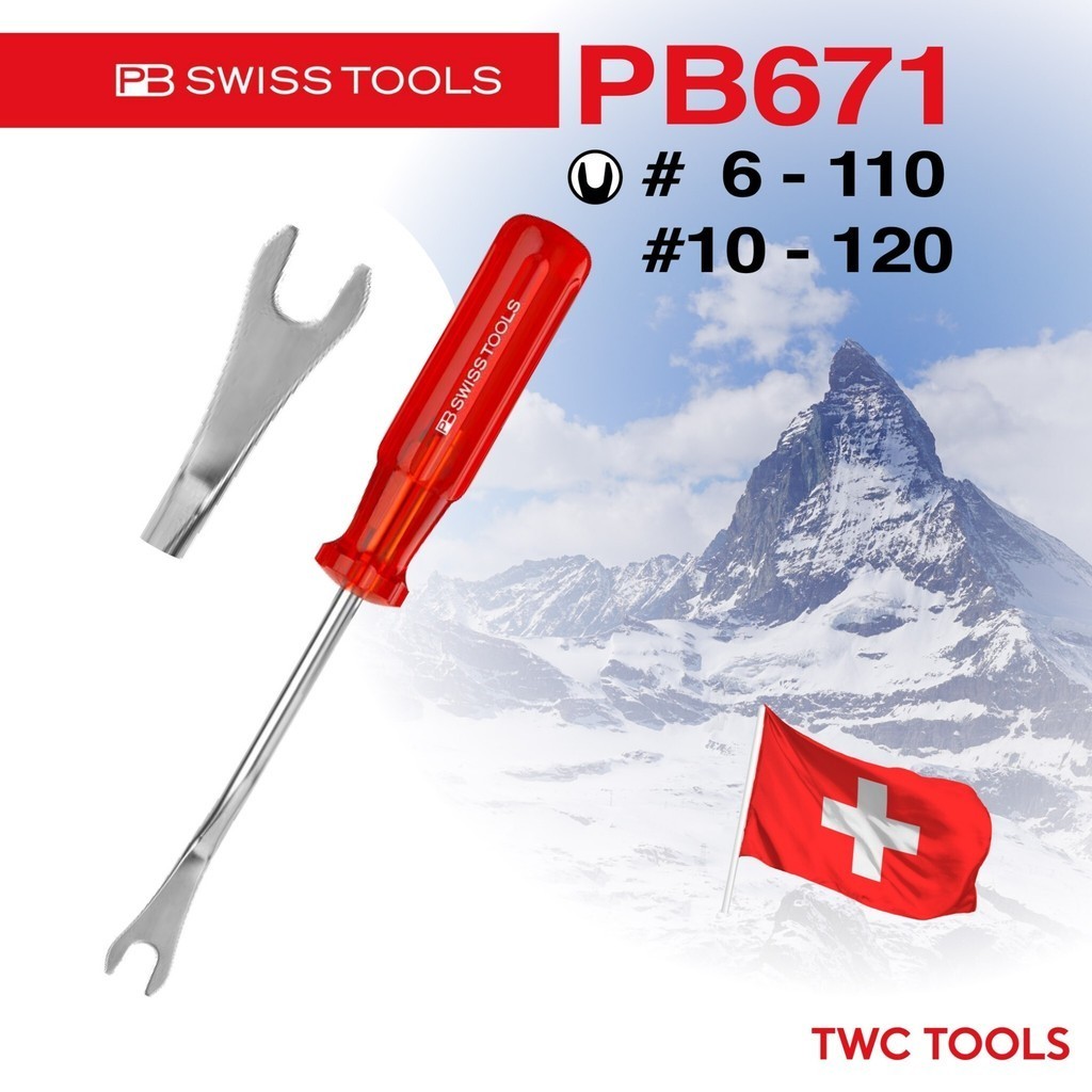 PB Swiss Tools ไขควงงัดกิ๊บ รุ่น PB 671.6-110 / PB 671.10-120 เหล็กงัดกิ๊ปด้ามไขควง งัดคลิปล็อครถยนต์ งัดพุ๊ก Swiss Made