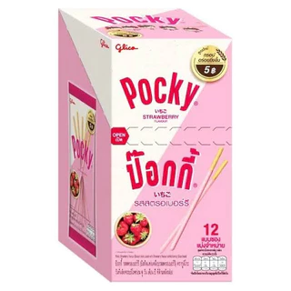 ขนม Pocky ป็อกกี้ ยกกล่อง 12ซอง กูลิโกะ บิสกิตเคลือบครีม แบบแท่ง ช็อคโกแลต สตรอเบอร์รี่ คุกกี้และครีม อร่อย ทานเล่น เพ