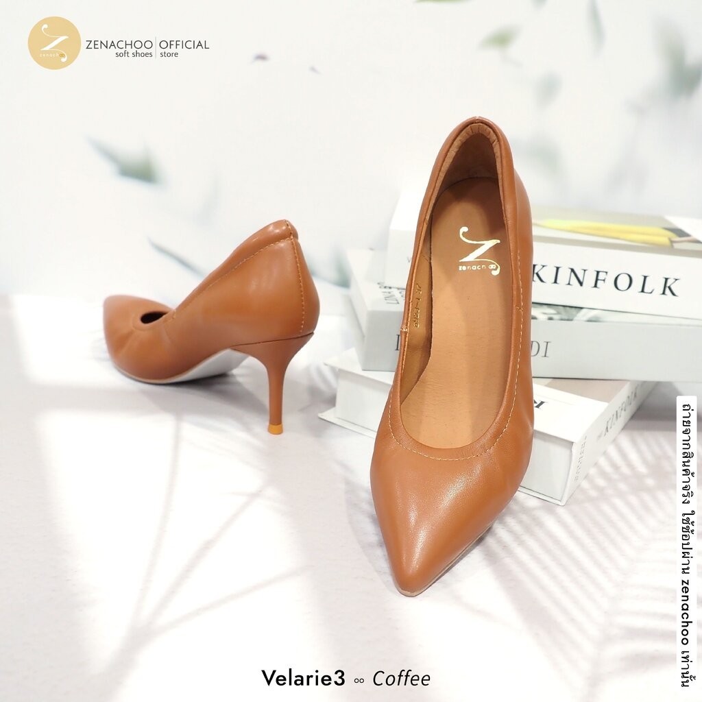 Zenachoo Velarie3 สูง 3 นิ้ว Coffee ทรงปกติ ไม่รับคืน เปลี่ยนไซส์ได้ รองเท้าหนังแกะแท้ ใส่สวยมาก