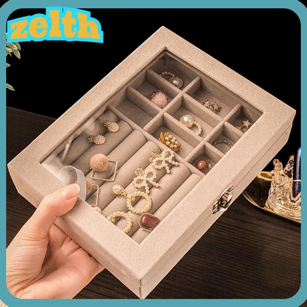 Zelth กล่องผ้าสักหลาด ขนาดใหญ่ จุของได้เยอะ สําหรับใส่เครื่องประดับ ต่างหู สร้อยข้อมือ สร้อยคอ