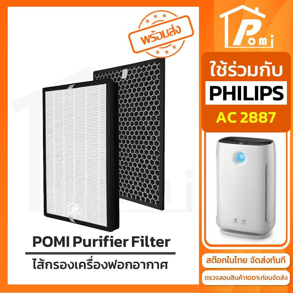 POMI Filter ไส้กรองทดแทน เครื่องฟอกอากาศ สำหรับ ฟิลิปส์ Philips รุ่น AC2887