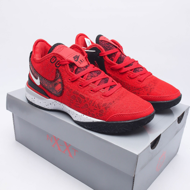 Nike Zoom Lebron NXXT GEN "Red & Black" รองเท้าบาสเก็ตบอลรองเท้าผ้าใบลำลองสำหรับผู้ชายและผู้หญิง  แ