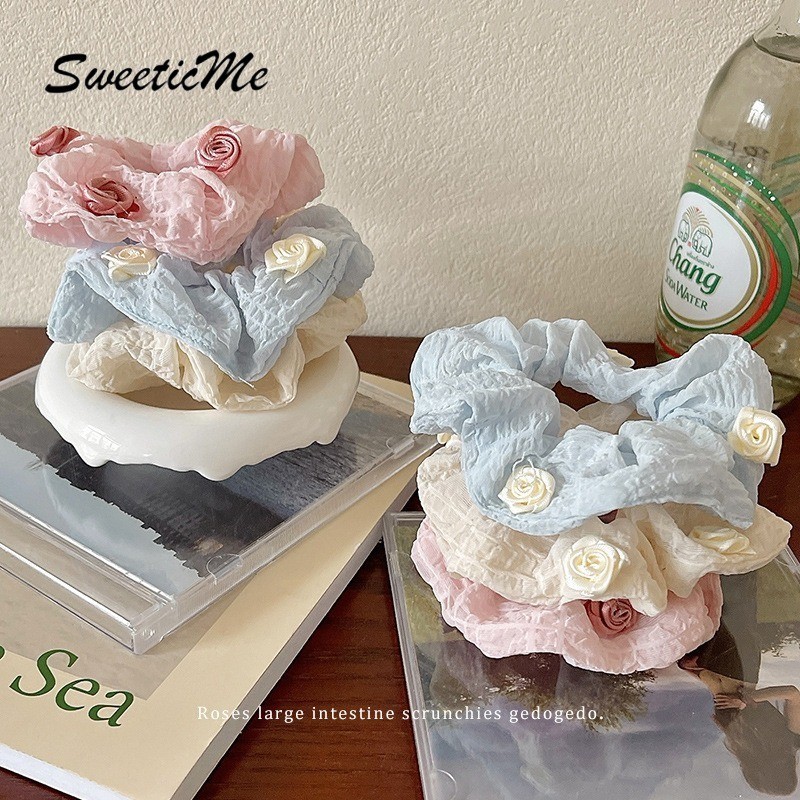 SweeticMe ใหม่แฟชั่นผม Ties French Camellia สาวหวาน Causal อุปกรณ์เสริมยืดผม Ties ราคา ถูกที่สุด ดีลบีเคเค แกลเลอรีภาพที่ 4