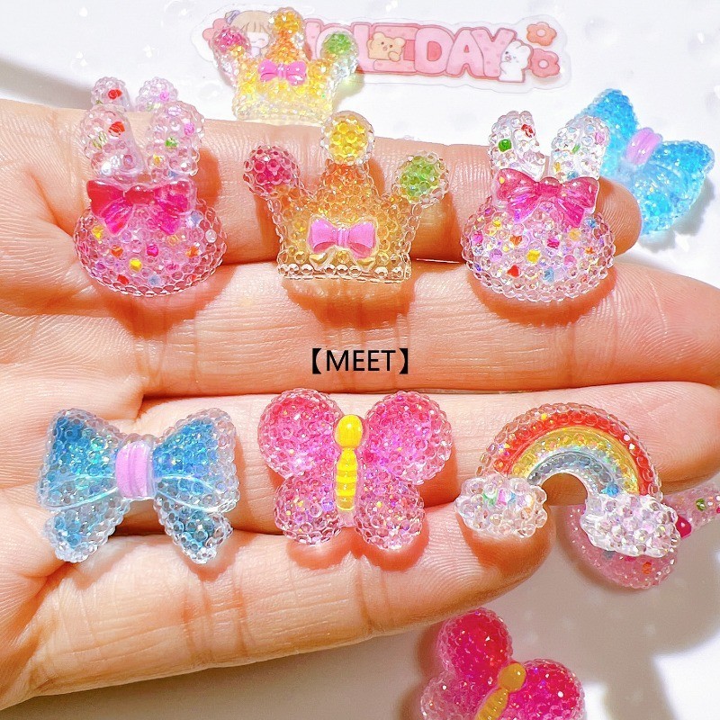 [MEET] มงกุฎยิปโซเรซิ่น แวววาว แฮนด์เมด DIY สําหรับทําเครื่องประดับ 1 ชิ้น ต่อแพ็ค