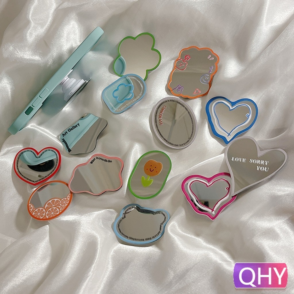 Qhy - ตัวยึดถุงลมนิรภัย สไตล์แฟชั่น ดอกไม้ หมี กระจก หลายสากล ที่วางโทรศัพท์มือถือ สมาร์ทโฟน น่ารัก ขาตั้ง คลิป