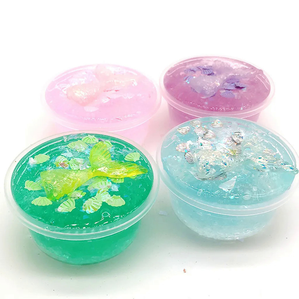 Mermaid Tail Mud Slime Supplies Squishies Mixing Cloud Slime Fluffy Scented Antistress Children Crea