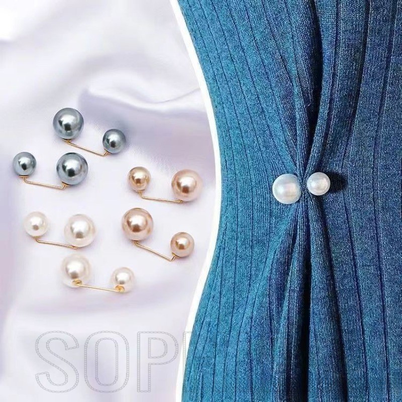 Sfse- เข็มกลัดมุกเทียม แบบสองชั้น ป้องกันเหงื่อ หรูหรา เครื่องประดับ สําหรับตกแต่งเสื้อคาร์ดิแกน ผ้าคลุมไหล่