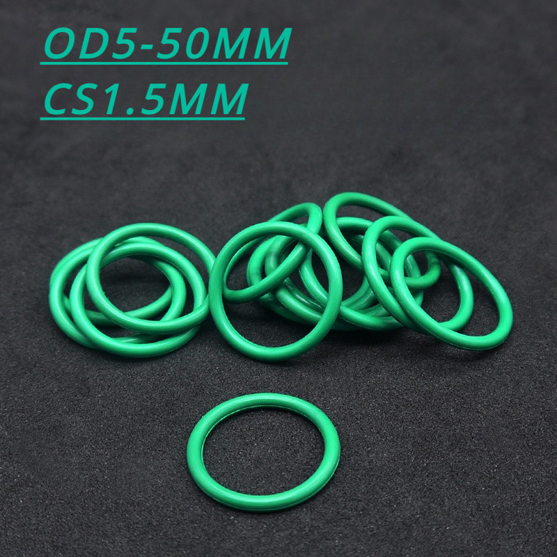 [KZS] Fkm แหวนซีลยางสีเขียวฟลูออรีน O-Ring น้ํามันทนกรดด่างทนอุณหภูมิสูง CS1.5 มม.OD5-50 มม.