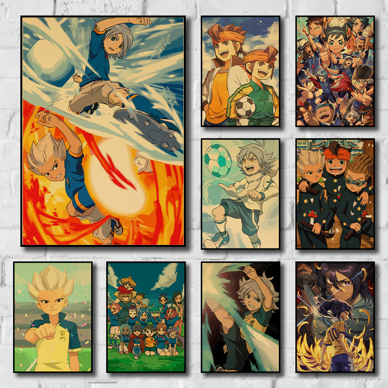 โปสเตอร์กระดาษคราฟท์ ลายการ์ตูนอนิเมะ Inazuma Eleven สําหรับตกแต่งบ้าน ห้องนอน หอพักนักเรียน