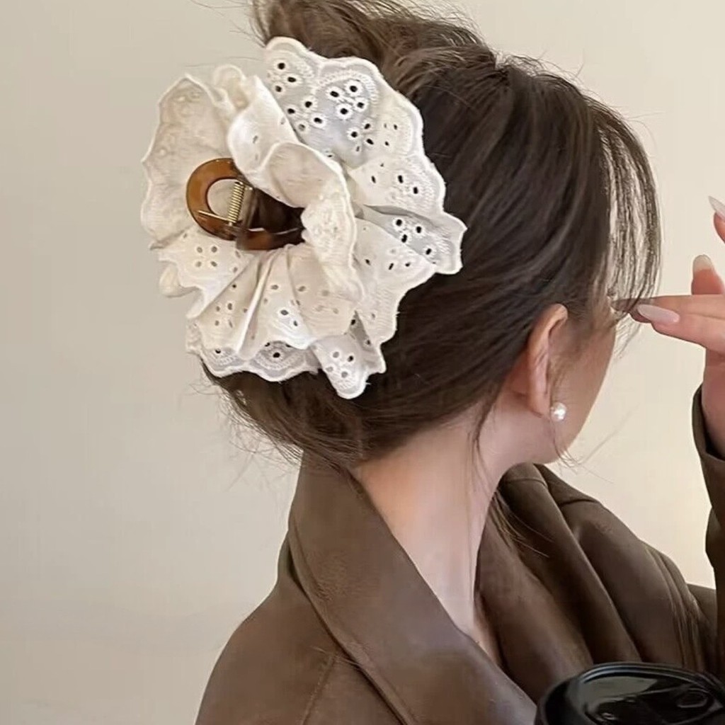 กิ๊บติดผม ลายฉลาม ดอกไม้ ลูกไม้ ขนาดใหญ่ สําหรับผู้หญิง